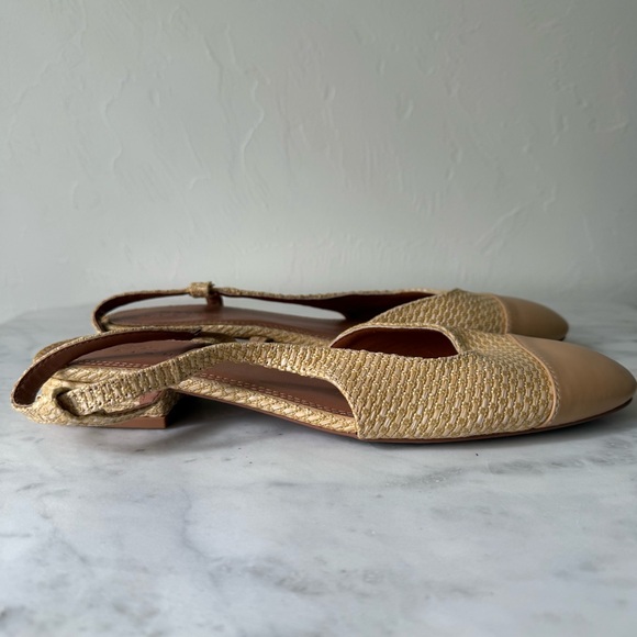 ASOS Beige Raffia Slingback Flats Size 8 - Picture 3 of 8